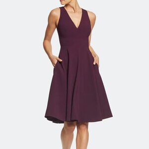 Dress the Population Catalina fit flare dress sleeveless plum purple XS X-Small